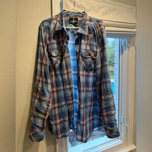 Buffalo David Bitton Blue and Red Plaid Shirt